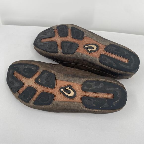 Olukai Brown Leather Akepa Men\'s Moccasin Slip On Shoes Size 9.5 main image 6